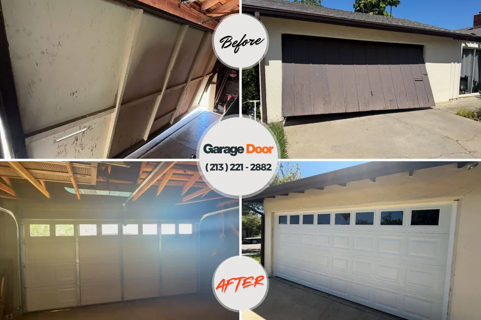 Before and after: garage door repair Middlebush, NJ
